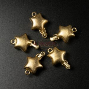 Snap clasp star 925 silver gold plated MATT 21mm 1x