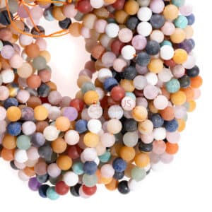 Edelstein Mix Kugel matt ca. 6-8mm, 1 Strang