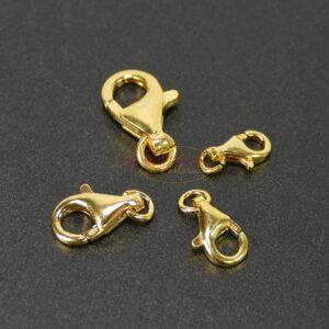 Fermoir mousqueton boucle ouverte argent 925 * plaqué or * Ø 9-16 mm