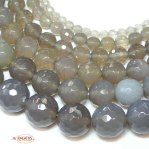 Achat Kugel facettiert natur grau ca. 2-16mm, 1 Strang