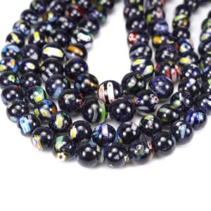 Blue flow avec verre Millefiori 6-14 mm, 1 brin