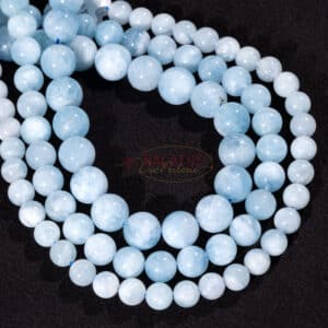 Aigue-marine boule bleu clair environ 2-12mm, 1 rang