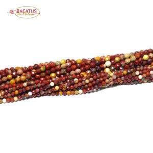 Mookaite faceted round 2 & 3 mm, 1 strand
