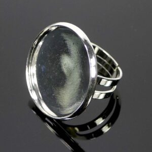 Ringrohling Oval mit Fassung silber Metall ca.19mm