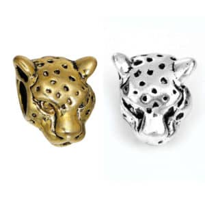 Metallperle Großlochperle Leopard Farbauswahl 13×12 mm