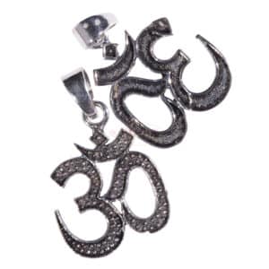buddh. Metallanhänger Ohm Aum versilbert 28×18 mm, 1 Stück